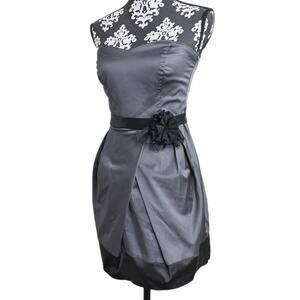 Women's Grey & Black Strapless Trixxi Whimsigoth Mini Satin Cocktail Dress